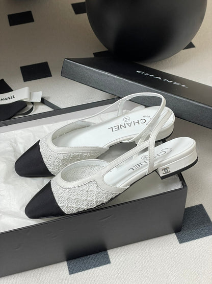 Chanel Lace Mesh Two-Tone Slingback Sandals – 2025 Spring Collection