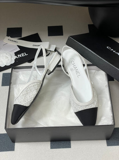 Chanel Lace Mesh Two-Tone Slingback Sandals – 2025 Spring Collection