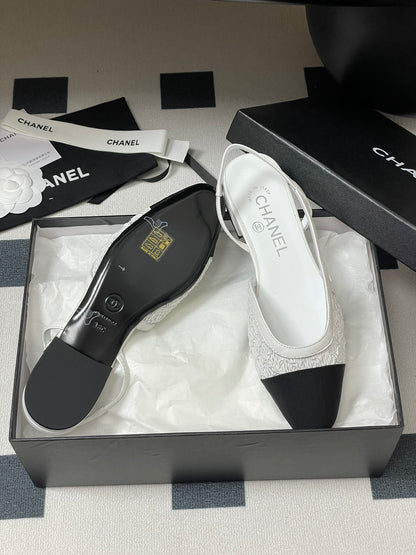 Chanel Lace Mesh Two-Tone Slingback Sandals – 2025 Spring Collection