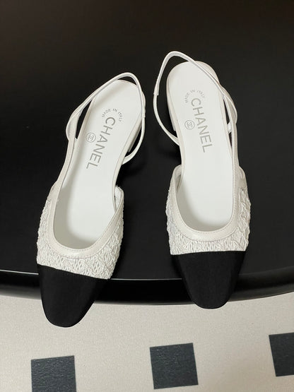 Chanel Lace Mesh Two-Tone Slingback Sandals – 2025 Spring Collection