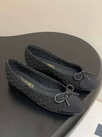 Chanel Lace Mesh Bow Ballet Flats – 25P Early Spring Collection