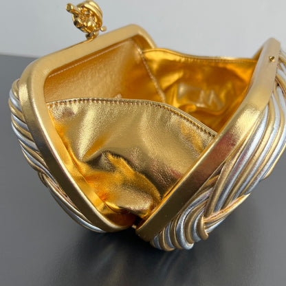 Bottega Veneta Kont Two-Tone Evening Clutch Bag