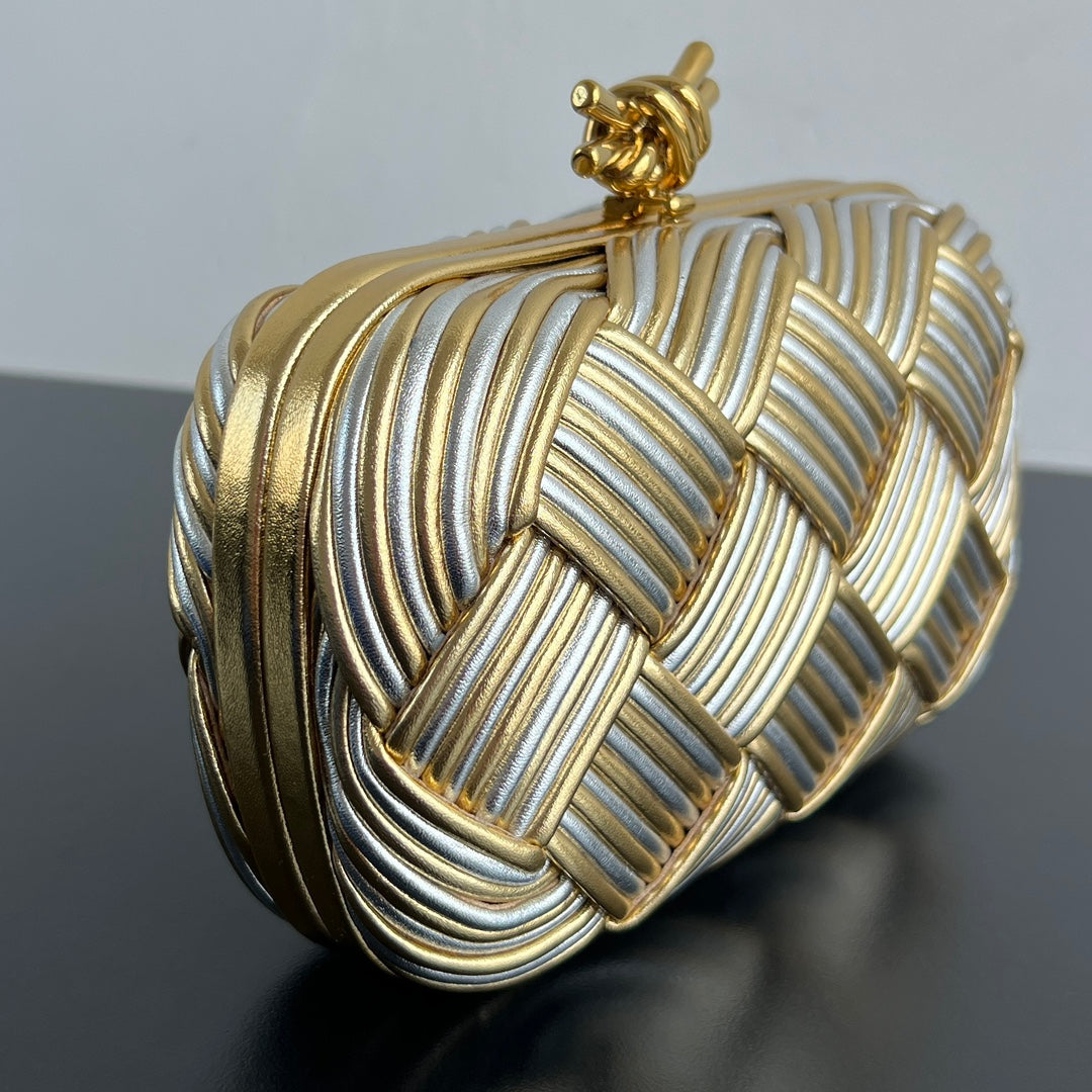 Bottega Veneta Kont Two-Tone Evening Clutch Bag
