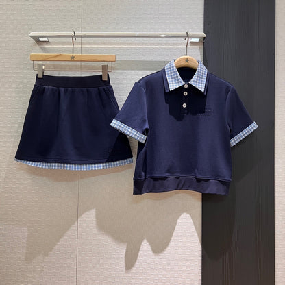 Miu Miu Plaid Polo Skirt Set