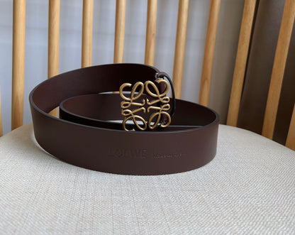 Loewe Narrow Leather Belt with Anagram Padlock Buckle