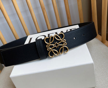 Loewe Narrow Leather Belt with Anagram Padlock Buckle