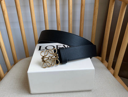 Loewe Narrow Leather Belt with Anagram Padlock Buckle