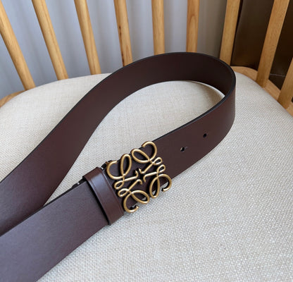 Loewe Narrow Leather Belt with Anagram Padlock Buckle