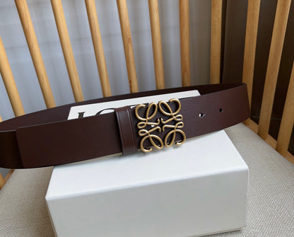 Loewe Narrow Leather Belt with Anagram Padlock Buckle