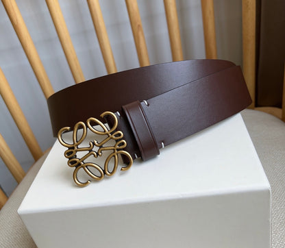 Loewe Narrow Leather Belt with Anagram Padlock Buckle
