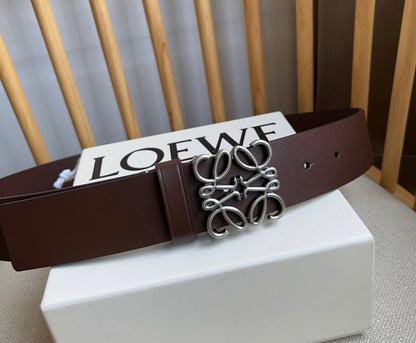 Loewe Narrow Leather Belt with Anagram Padlock Buckle