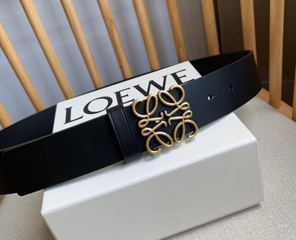Loewe Narrow Leather Belt with Anagram Padlock Buckle