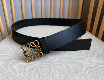 Loewe Narrow Leather Belt with Anagram Padlock Buckle