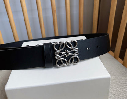 Loewe Narrow Leather Belt with Anagram Padlock Buckle