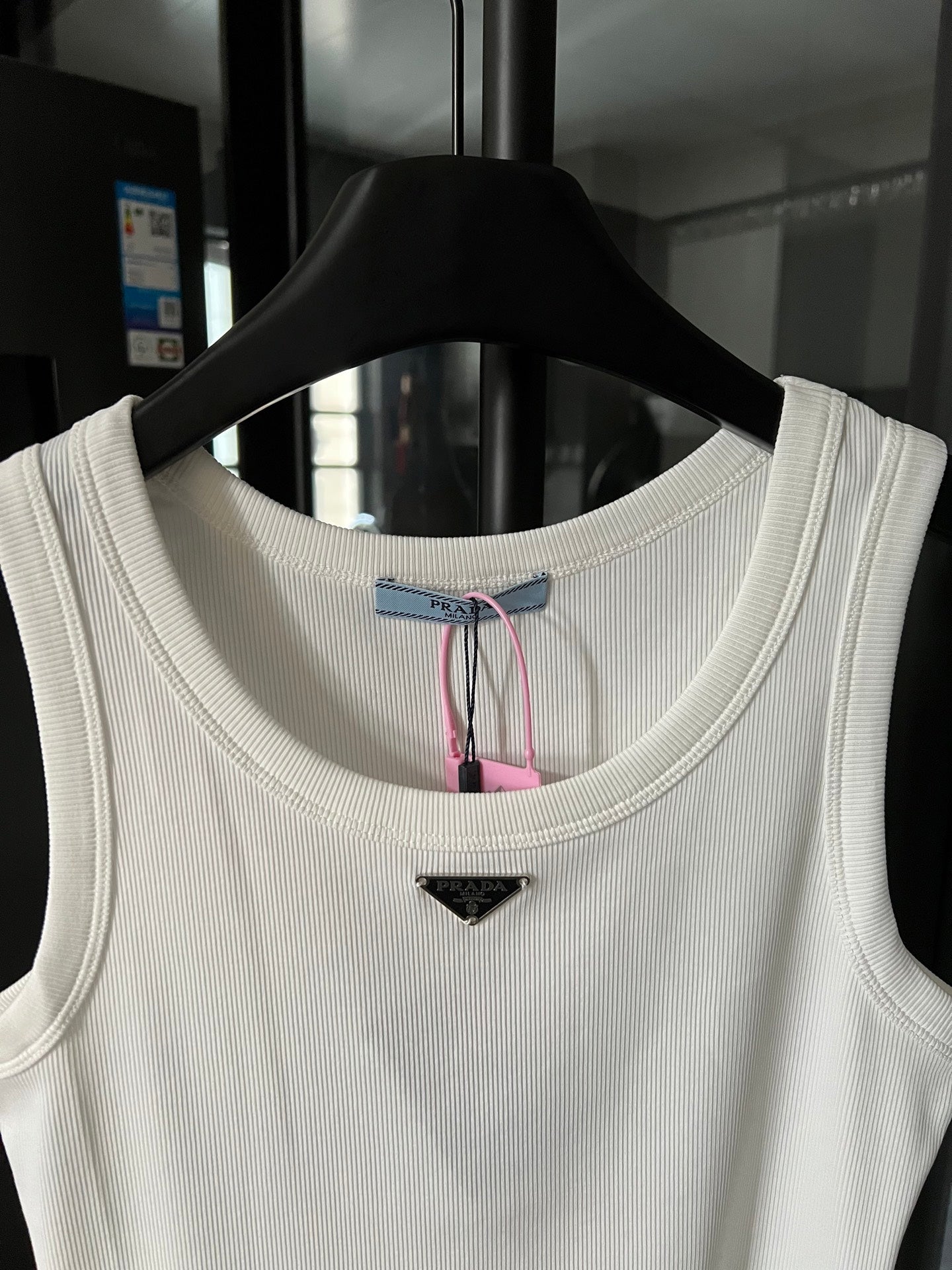 Prada Metal Triangle Logo Ribbed Tank Top – 25SS
