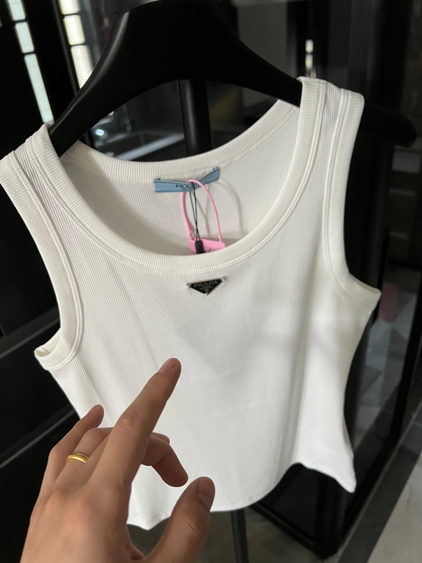 Prada Metal Triangle Logo Ribbed Tank Top – 25SS