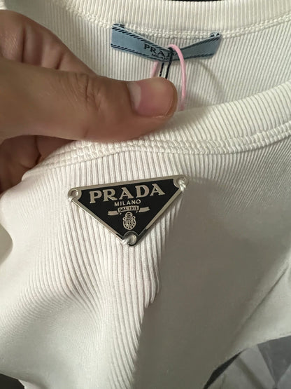 Prada Metal Triangle Logo Ribbed Tank Top – 25SS