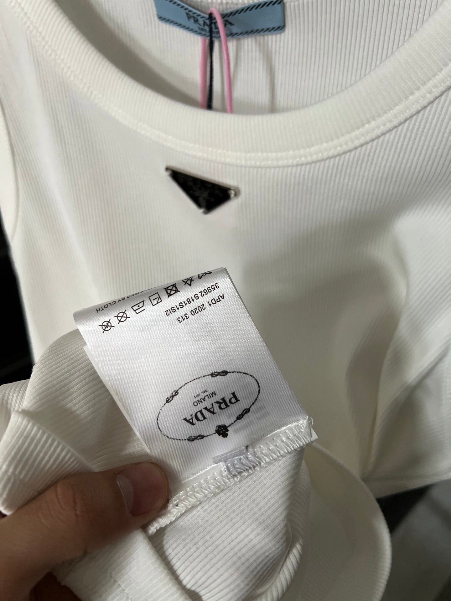 Prada Metal Triangle Logo Ribbed Tank Top – 25SS