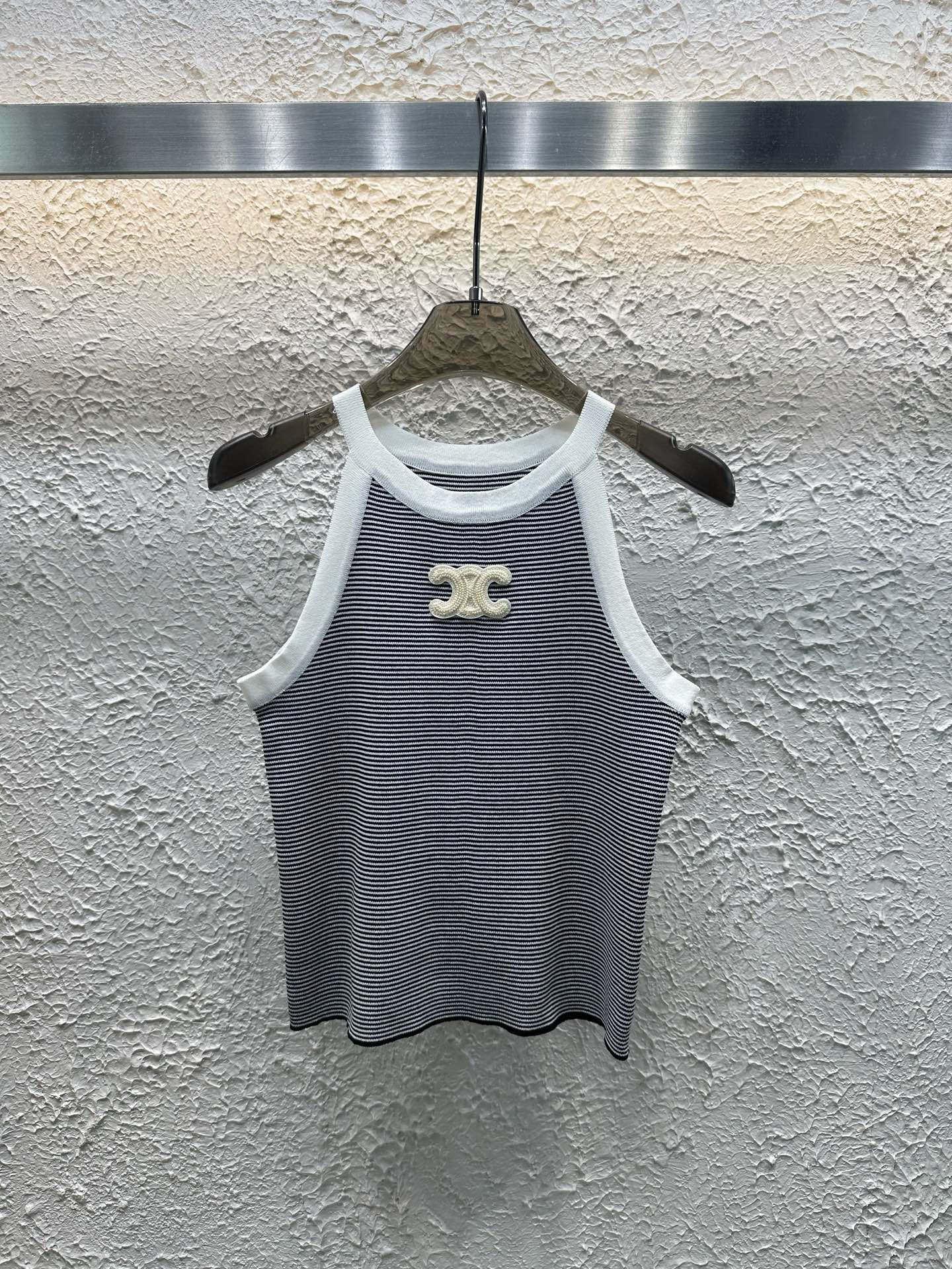 Celine Triomphe Stripe Knitted Vest