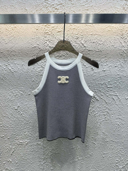Celine Triomphe Stripe Knitted Vest