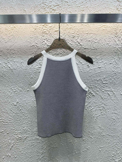 Celine Triomphe Stripe Knitted Vest