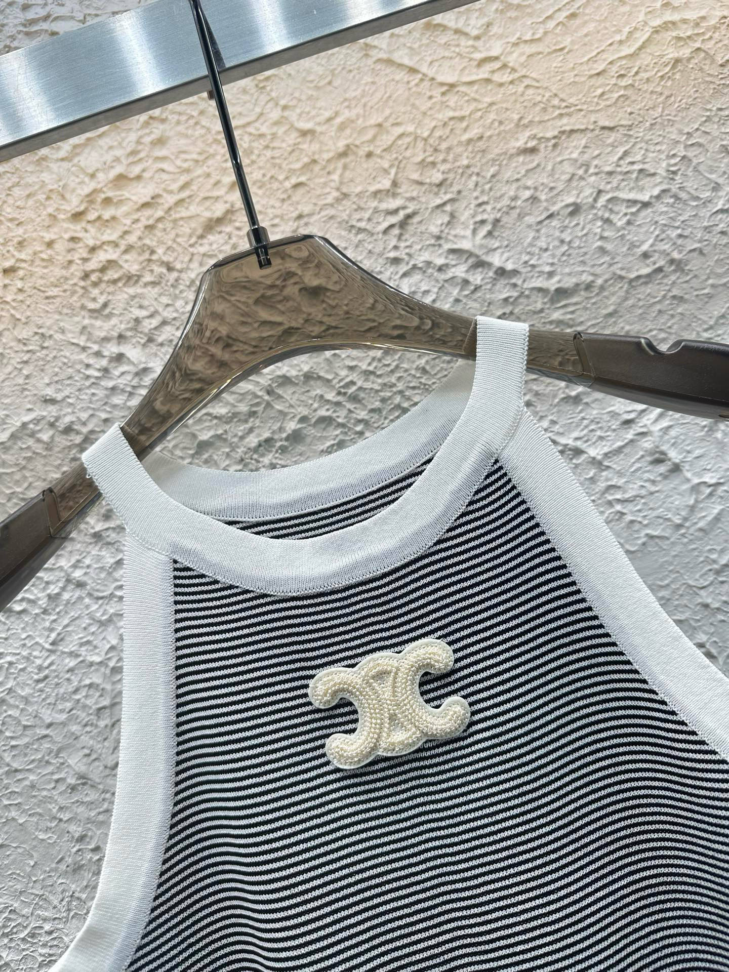 Celine Triomphe Stripe Knitted Vest