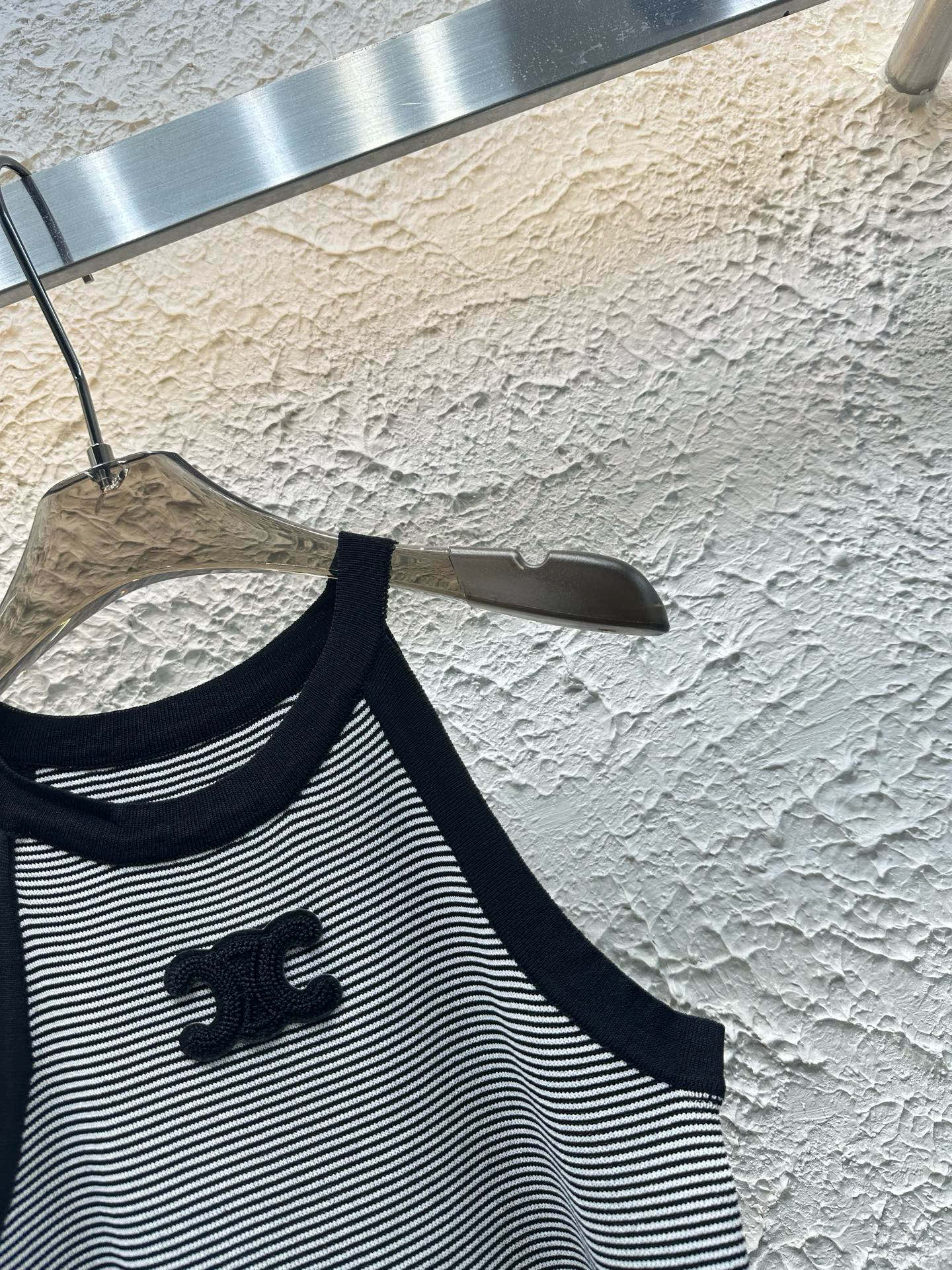 Celine Triomphe Stripe Knitted Vest