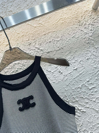 Celine Triomphe Stripe Knitted Vest