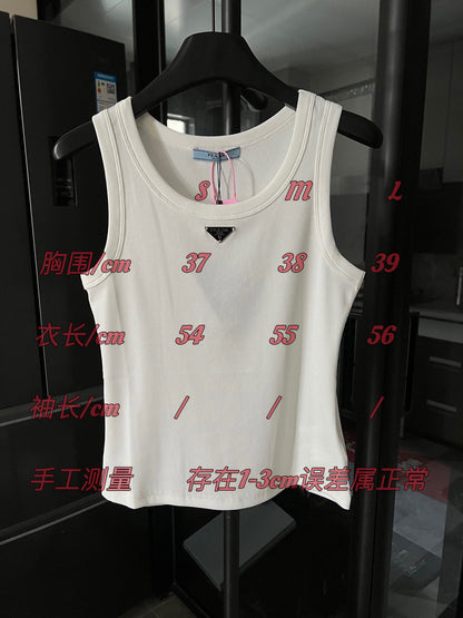 Prada Metal Triangle Logo Ribbed Tank Top – 25SS