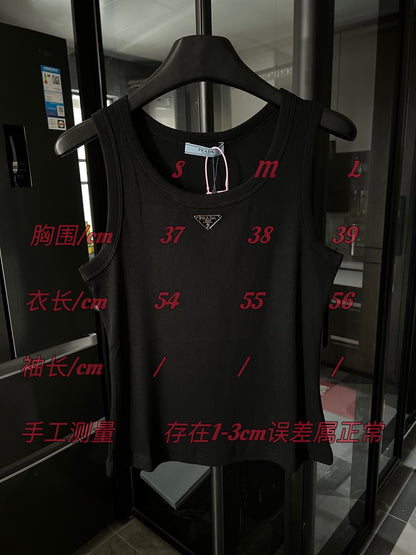 Prada Metal Triangle Logo Ribbed Tank Top – 25SS