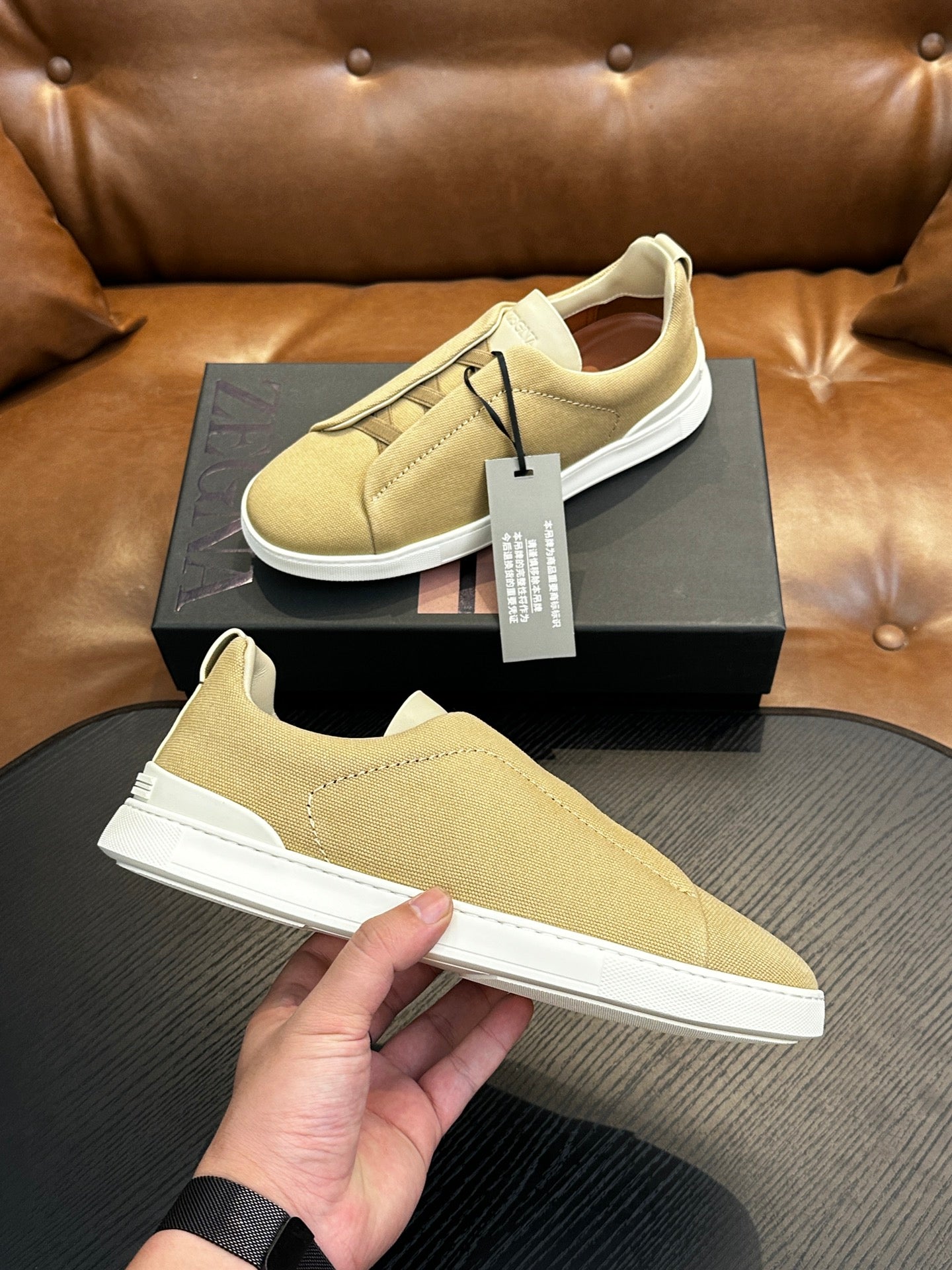 Zegna Triple Stitch Low-Top Sneakers