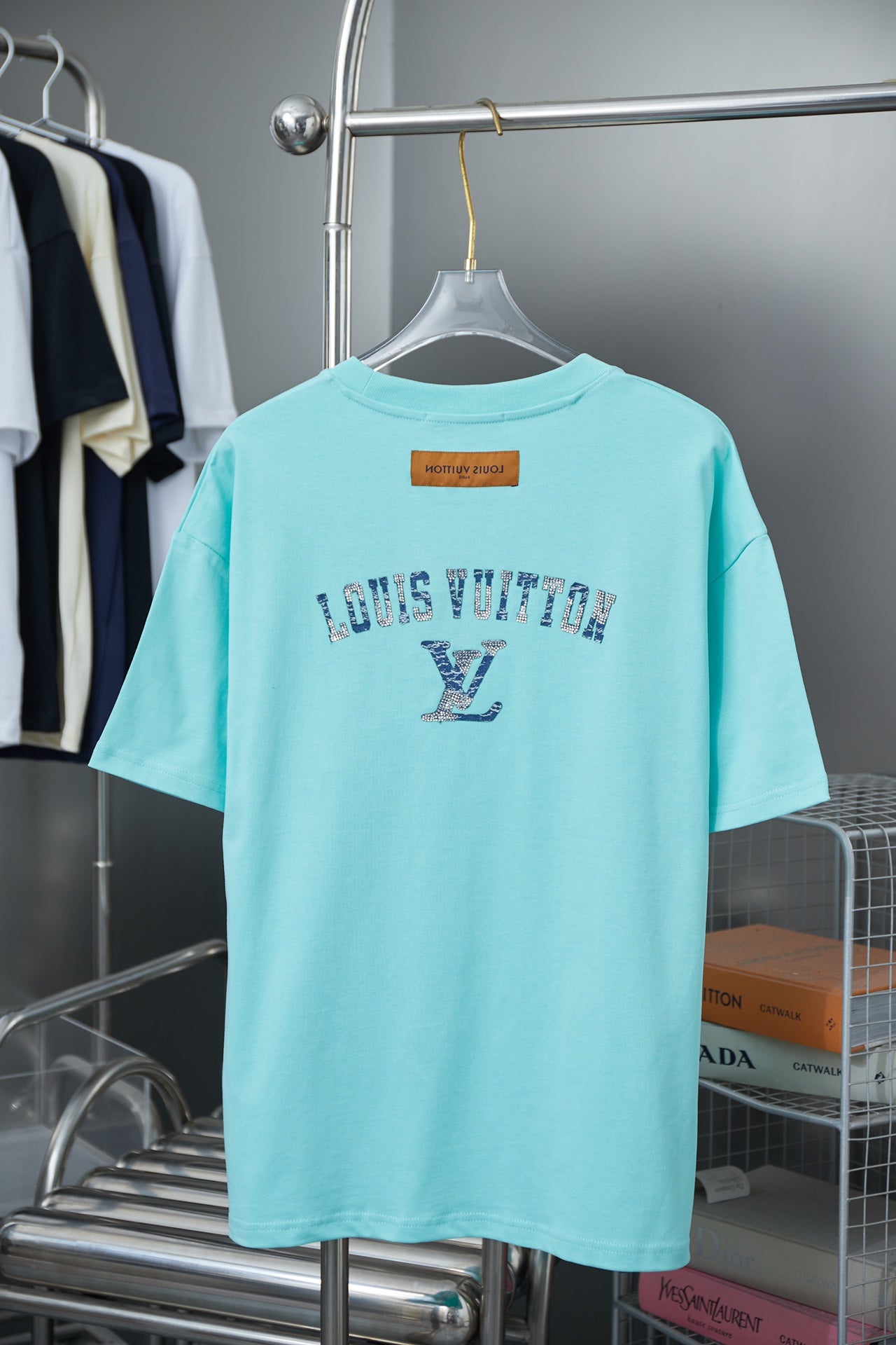 Louis Vuitton Denim Patchwork Rhinestone T-Shirt – 26SS Early Spring Collection