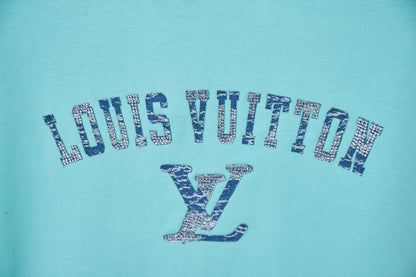 Louis Vuitton Denim Patchwork Rhinestone T-Shirt – 26SS Early Spring Collection