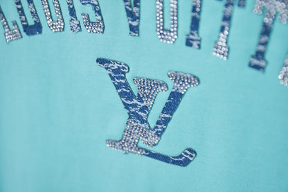 Louis Vuitton Denim Patchwork Rhinestone T-Shirt – 26SS Early Spring Collection