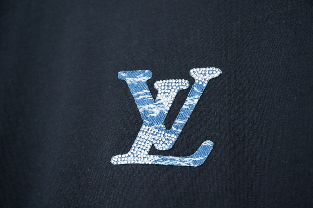 Louis Vuitton Denim Patchwork Rhinestone T-Shirt – 26SS Early Spring Collection