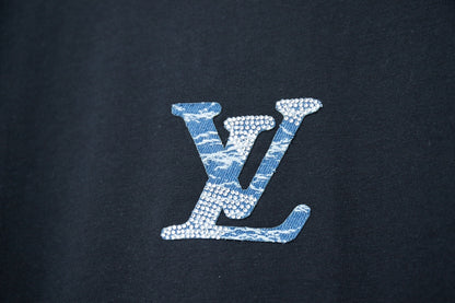 Louis Vuitton Denim Patchwork Rhinestone T-Shirt – 26SS Early Spring Collection