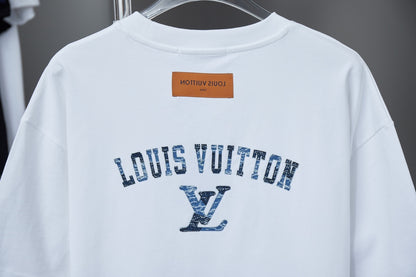 Louis Vuitton Denim Patchwork Rhinestone T-Shirt – 26SS Early Spring Collection