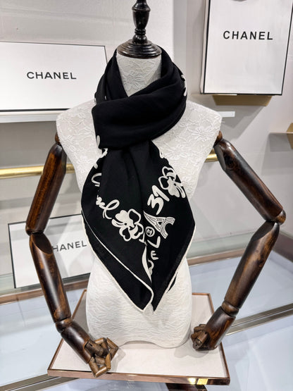 Chanel Silk Cashmere Square Scarf – 2025 Autumn Collection