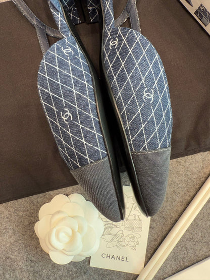 Chanel Denim Slingback Heels
