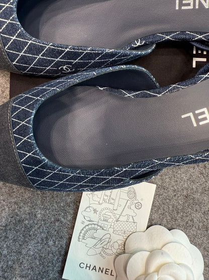 Chanel Denim Slingback Heels