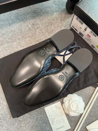 Chanel Denim Slingback Heels