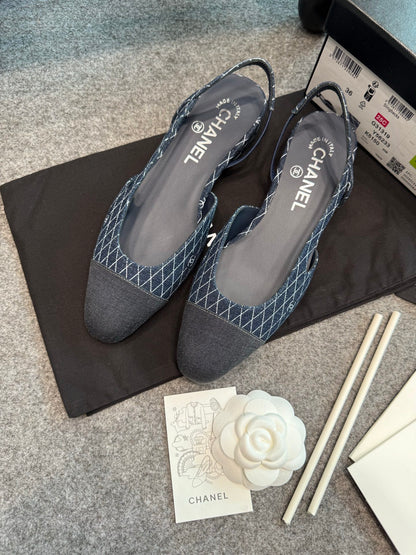 Chanel Denim Slingback Heels