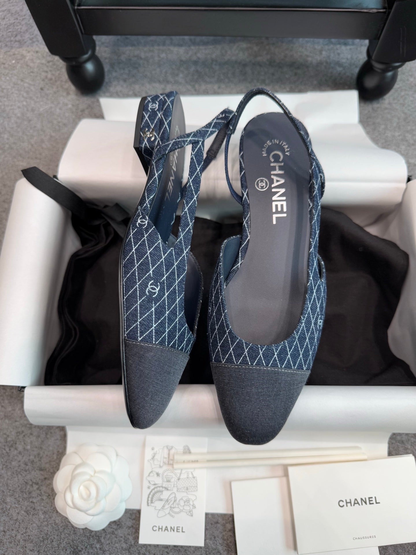 Chanel Denim Slingback Heels