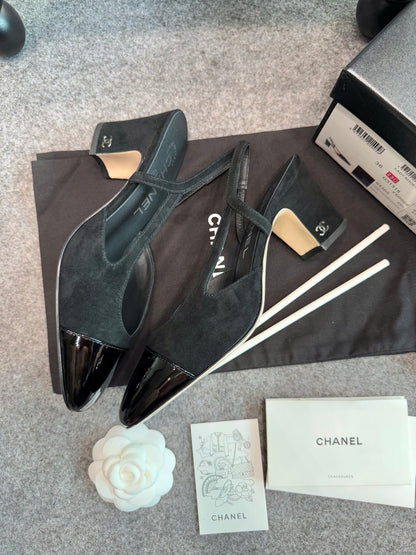Chanel Suede Slingback Heels