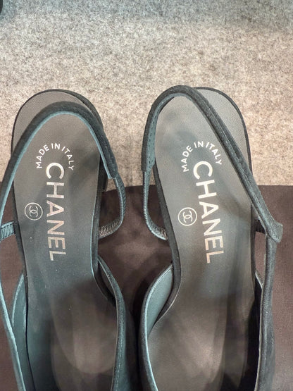 Chanel Suede Slingback Heels