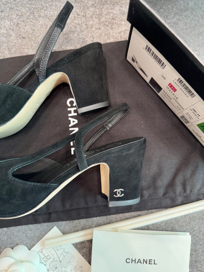 Chanel Suede Slingback Heels