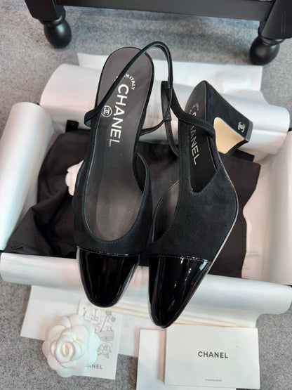 Chanel Suede Slingback Heels