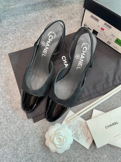 Chanel Suede Slingback Heels