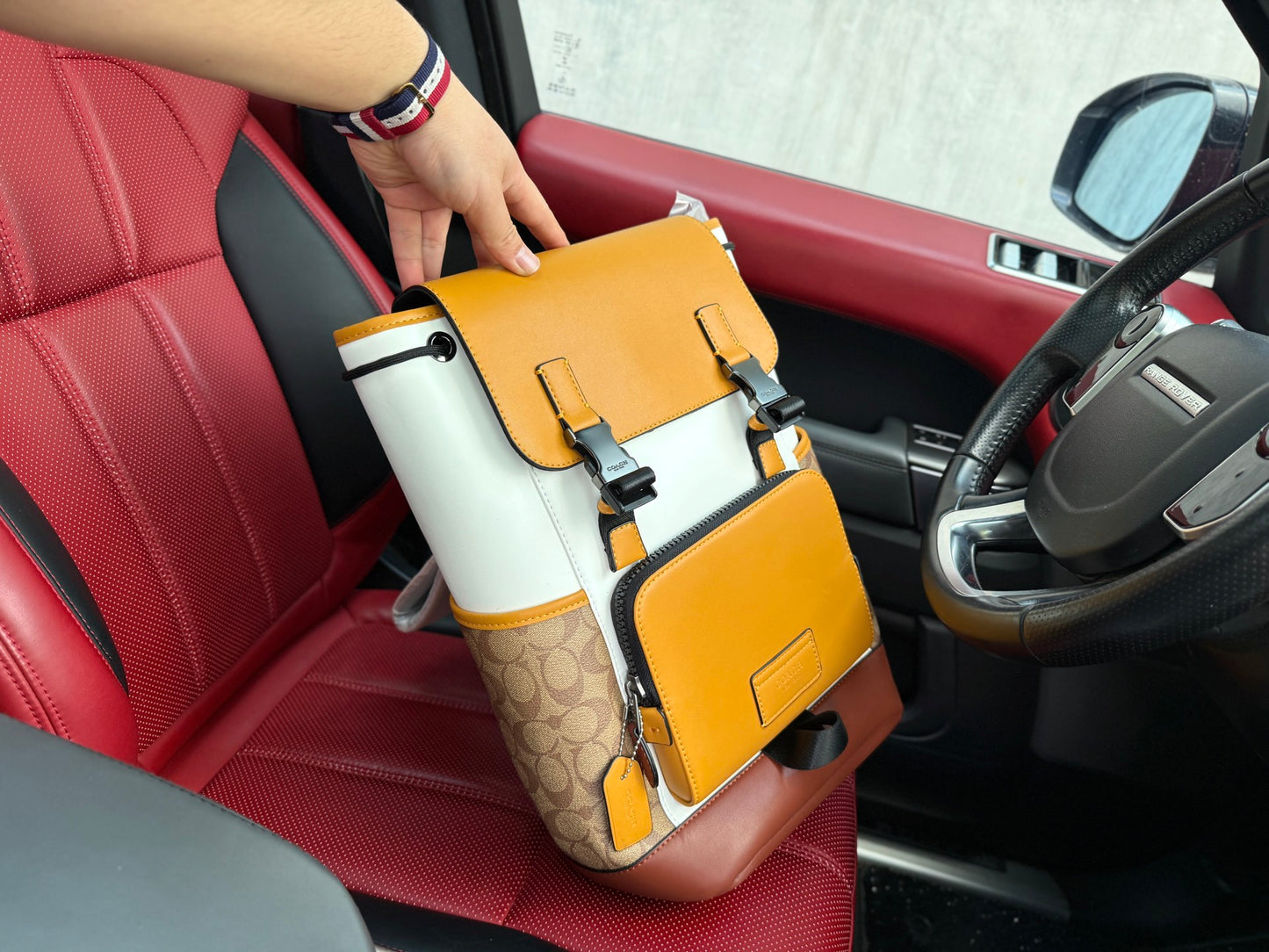 Coach Track 27 Color-Block Leather Backpack
