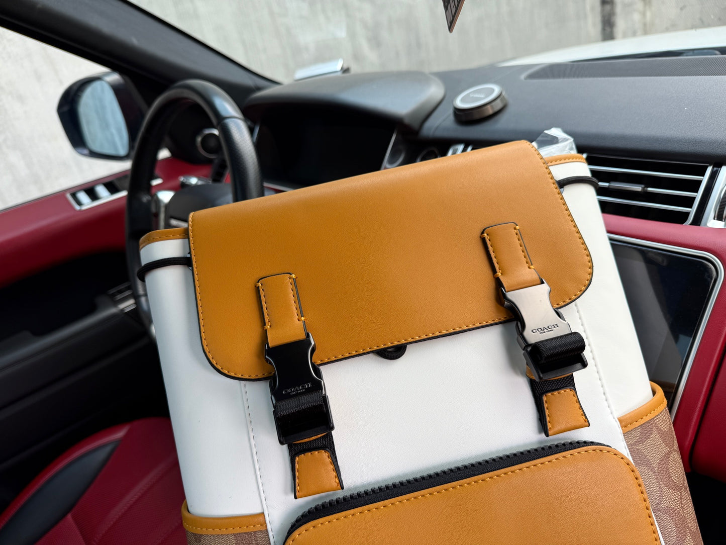 Coach Track 27 Color-Block Leather Backpack